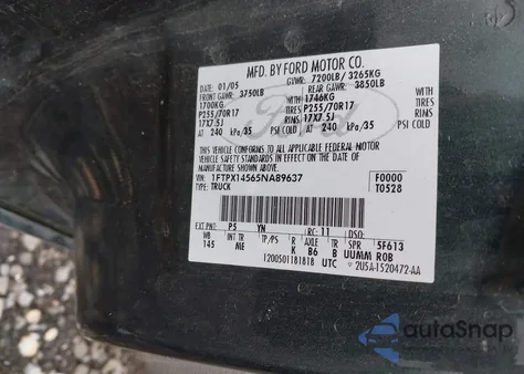 2005 Ford F-150 Fx4/Lariat/Xl/Xlt from USA, damaged, VIN 1FTPX14565NA89637